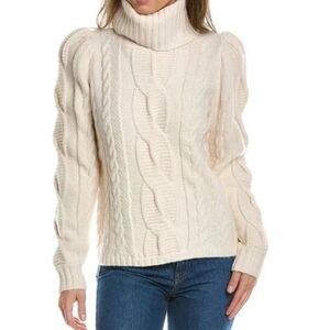 Women's Cream Cable Knit Turtleneck Sweater